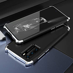 Coque Luxe Aluminum Metal Housse Etui T03 pour Huawei P40 Argent