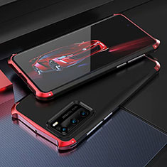 Coque Luxe Aluminum Metal Housse Etui T03 pour Huawei P40 Rouge