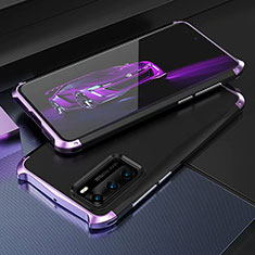 Coque Luxe Aluminum Metal Housse Etui T03 pour Huawei P40 Violet