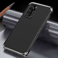 Coque Luxe Aluminum Metal Housse Etui T04 pour Huawei P40 Argent et Noir