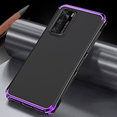 Coque Luxe Aluminum Metal Housse Etui T04 pour Huawei P40 Violet et Noir