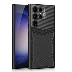Coque Luxe Cuir et Plastique Housse Etui Mat AC1 pour Samsung Galaxy S21 Ultra 5G Noir