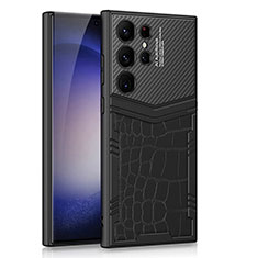 Coque Luxe Cuir et Plastique Housse Etui Mat AC3 pour Samsung Galaxy S21 Ultra 5G Noir