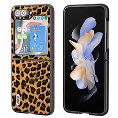 Coque Luxe Cuir et Plastique Housse Etui Mat AD5 pour Samsung Galaxy Z Flip5 5G Marron