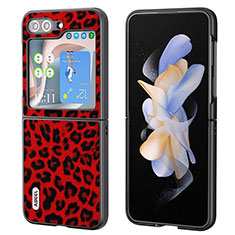 Coque Luxe Cuir et Plastique Housse Etui Mat AD5 pour Samsung Galaxy Z Flip5 5G Rouge