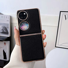 Coque Luxe Cuir et Plastique Housse Etui Mat B01H pour Huawei Pocket S Noir
