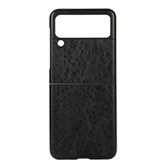Coque Luxe Cuir et Plastique Housse Etui Mat B04 pour Samsung Galaxy Z Flip3 5G Noir