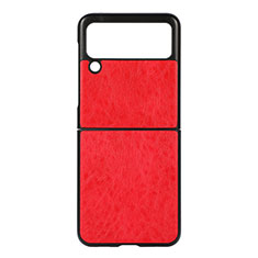 Coque Luxe Cuir et Plastique Housse Etui Mat B04 pour Samsung Galaxy Z Flip3 5G Rouge