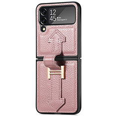 Coque Luxe Cuir et Plastique Housse Etui Mat B04 pour Samsung Galaxy Z Flip4 5G Or Rose
