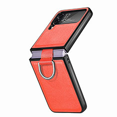 Coque Luxe Cuir et Plastique Housse Etui Mat B06 pour Samsung Galaxy Z Flip4 5G Orange