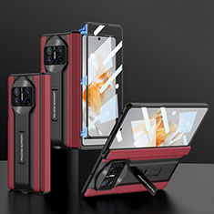 Coque Luxe Cuir et Plastique Housse Etui Mat B09H pour Huawei Mate X5 Rouge