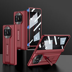 Coque Luxe Cuir et Plastique Housse Etui Mat B11H pour Huawei Mate X3 Rouge