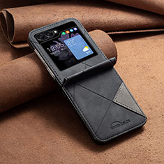 Coque Luxe Cuir et Plastique Housse Etui Mat BF4 pour Samsung Galaxy Z Flip5 5G Noir