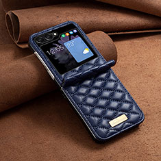Coque Luxe Cuir et Plastique Housse Etui Mat BF6 pour Samsung Galaxy Z Flip5 5G Bleu