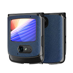 Coque Luxe Cuir et Plastique Housse Etui Mat BH1 pour Motorola Moto RAZR (2022) 5G Bleu