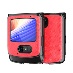 Coque Luxe Cuir et Plastique Housse Etui Mat BH1 pour Motorola Moto RAZR (2022) 5G Rouge