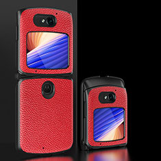Coque Luxe Cuir et Plastique Housse Etui Mat BH2 pour Motorola Moto RAZR (2022) 5G Rouge