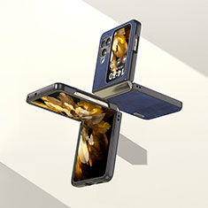 Coque Luxe Cuir et Plastique Housse Etui Mat BH31 pour Oppo Find N3 Flip 5G Bleu