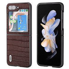 Coque Luxe Cuir et Plastique Housse Etui Mat BH8 pour Samsung Galaxy Z Flip5 5G Marron