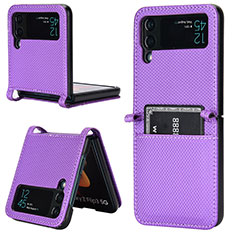 Coque Luxe Cuir et Plastique Housse Etui Mat BY1 pour Samsung Galaxy Z Flip4 5G Violet