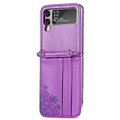 Coque Luxe Cuir et Plastique Housse Etui Mat C01 pour Samsung Galaxy Z Flip4 5G Violet