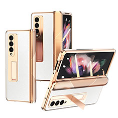Coque Luxe Cuir et Plastique Housse Etui Mat C01 pour Samsung Galaxy Z Fold3 5G Blanc