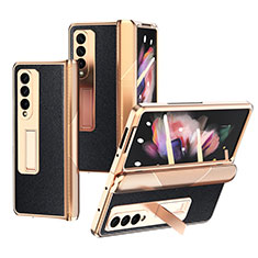Coque Luxe Cuir et Plastique Housse Etui Mat C01 pour Samsung Galaxy Z Fold3 5G Noir