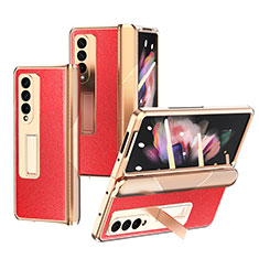 Coque Luxe Cuir et Plastique Housse Etui Mat C01 pour Samsung Galaxy Z Fold3 5G Rouge