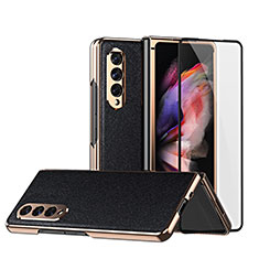 Coque Luxe Cuir et Plastique Housse Etui Mat C02 pour Samsung Galaxy Z Fold3 5G Noir