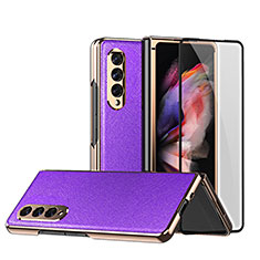 Coque Luxe Cuir et Plastique Housse Etui Mat C02 pour Samsung Galaxy Z Fold3 5G Violet