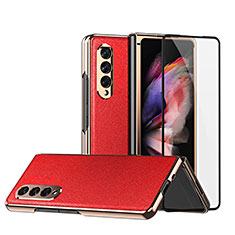 Coque Luxe Cuir et Plastique Housse Etui Mat C02 pour Samsung Galaxy Z Fold4 5G Rouge
