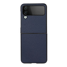 Coque Luxe Cuir et Plastique Housse Etui Mat C03 pour Samsung Galaxy Z Flip4 5G Bleu