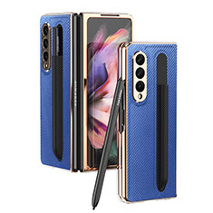 Coque Luxe Cuir et Plastique Housse Etui Mat C04 pour Samsung Galaxy Z Fold3 5G Bleu