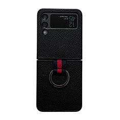 Coque Luxe Cuir et Plastique Housse Etui Mat C05 pour Samsung Galaxy Z Flip4 5G Noir