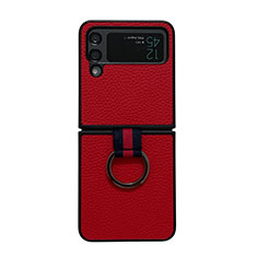 Coque Luxe Cuir et Plastique Housse Etui Mat C05 pour Samsung Galaxy Z Flip4 5G Rouge