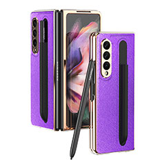 Coque Luxe Cuir et Plastique Housse Etui Mat C05 pour Samsung Galaxy Z Fold3 5G Violet