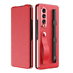 Coque Luxe Cuir et Plastique Housse Etui Mat C06 pour Samsung Galaxy Z Fold3 5G Rouge