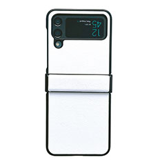 Coque Luxe Cuir et Plastique Housse Etui Mat C08 pour Samsung Galaxy Z Flip4 5G Blanc
