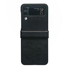 Coque Luxe Cuir et Plastique Housse Etui Mat C08 pour Samsung Galaxy Z Flip4 5G Noir