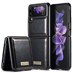 Coque Luxe Cuir et Plastique Housse Etui Mat CS1 pour Samsung Galaxy Z Flip3 5G Noir