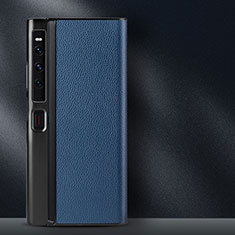 Coque Luxe Cuir et Plastique Housse Etui Mat DL1 pour Huawei Mate Xs 2 Bleu