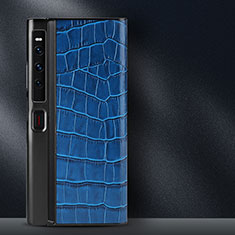 Coque Luxe Cuir et Plastique Housse Etui Mat DL2 pour Huawei Mate Xs 2 Bleu