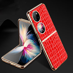 Coque Luxe Cuir et Plastique Housse Etui Mat GS2 pour Huawei P50 Pocket Rouge