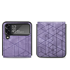 Coque Luxe Cuir et Plastique Housse Etui Mat H01 pour Samsung Galaxy Z Flip4 5G Violet