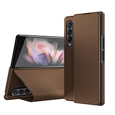 Coque Luxe Cuir et Plastique Housse Etui Mat H01 pour Samsung Galaxy Z Fold3 5G Marron
