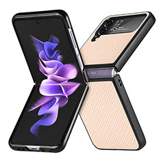 Coque Luxe Cuir et Plastique Housse Etui Mat H02 pour Samsung Galaxy Z Flip4 5G Or
