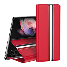 Coque Luxe Cuir et Plastique Housse Etui Mat H02 pour Samsung Galaxy Z Fold3 5G Rouge