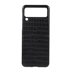 Coque Luxe Cuir et Plastique Housse Etui Mat H06 pour Samsung Galaxy Z Flip3 5G Noir