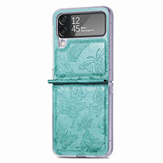 Coque Luxe Cuir et Plastique Housse Etui Mat H07 pour Samsung Galaxy Z Flip4 5G Vert