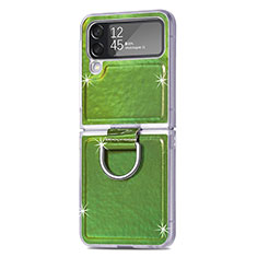 Coque Luxe Cuir et Plastique Housse Etui Mat H08 pour Samsung Galaxy Z Flip4 5G Vert